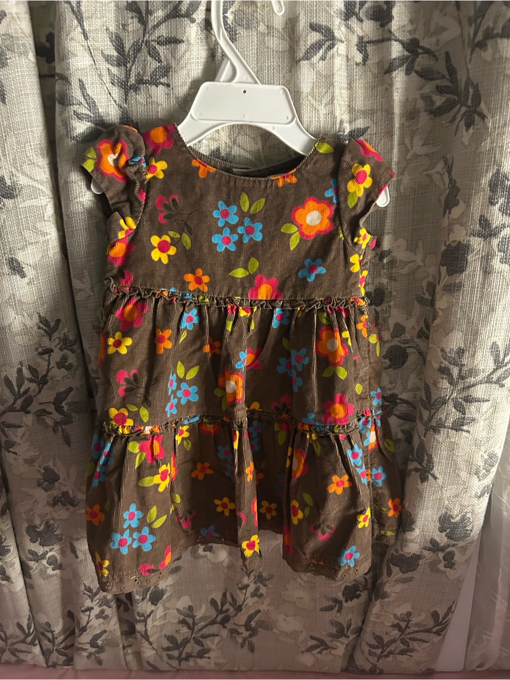 Carter's Brown Tiered Dress with Bright Floral Print
